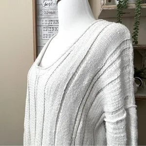 Free People Ocean Drive Ivory Distressed Pullover Sweater S thumbnail 5