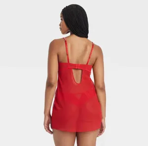 Women's Rhinestone Lingerie Dress - Auden Red thumbnail 7