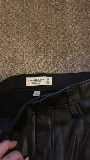 Abercrombie Ankle Straight Ultra High-Rise Curve Love Leather Pants thumbnail 3