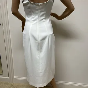 New Likely White Dressy MIDI Dress Lined with beaded trim size 10 thumbnail 8