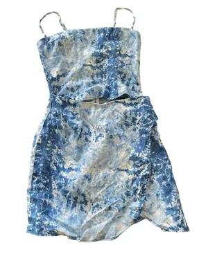Reformation Marseilles Linen Tie Dye Wrap Mini Dress Size 0 thumbnail 1