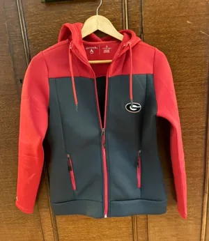 Antigua Georgia Bulldogs Full Zip Hoodie Small Red Charcoal Performance Jacket E thumbnail 1