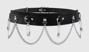 Black Chain Belt with Silver Accents thumbnail 1
