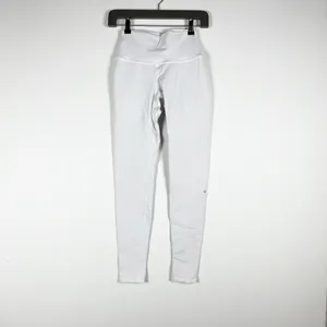 Alo Yoga Women's High Rise Athletic Work Out Lounge Leggings Solid White XXS thumbnail 1
