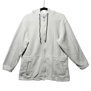 Vintage Lands End Womens Petite Fleece Zip Up Hoodie Jacket Beige Size‎ S thumbnail 1