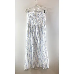 Universal Threads Halter Neck Maxi Dress White Light Blue Paisley Large thumbnail 2