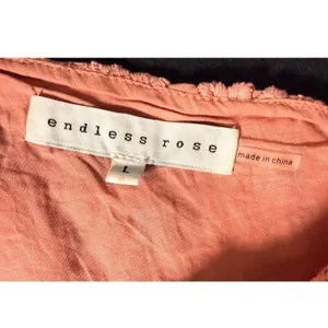 Endless Rose Womens L Coral Floral Lace Peplum Blouse V Neck Puff Sleeve Lined thumbnail 6