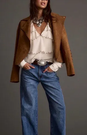 ✨NWT 12th Tribe Presley Cuffed Straight Leg Jeans 25✨ thumbnail 1