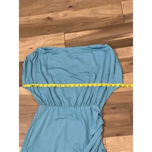 ANRABESS Maxi Dress Size M Turquoise Blousy Top Ruched Side Asymmetrical Slit thumbnail 5