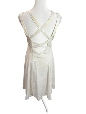 Jessica McClintock Gunne Sax Vintage Ivory Brocade Corset Dress 9/10 thumbnail 3