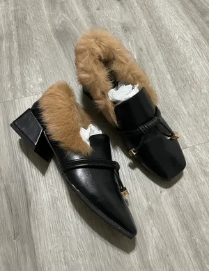 Black Fluffy Loafers. Size 5.5 thumbnail 1