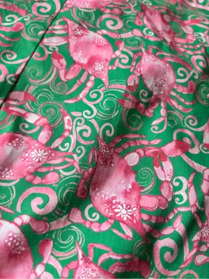 Strapless Green and Pink Crab Summer Dress thumbnail 5