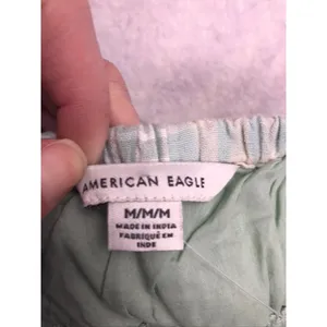 American Eagle‎ Mini Dress Womens M Green NWT Mixed Gingham Plaid Linen Blend thumbnail 2