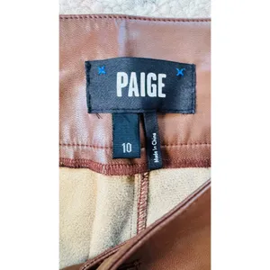 Paige‎ High Rise Pleated Mayslie Jogger Pants, Faux Leather Cognac, Size 10, NEW thumbnail 7