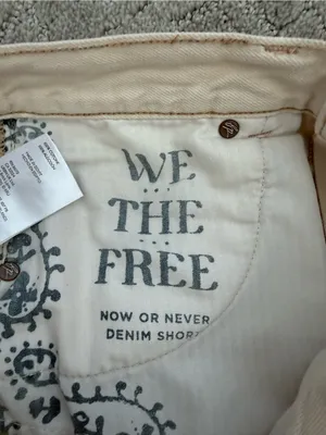 Free People We The Free Now Or Never Denim Shorts Distressed Raw Hem Tan 28 thumbnail 12