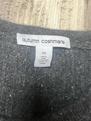 Autumn Cashmere Charcoal Gray 100% Cashmere Ribbed Zipper Crewneck Sweater XS thumbnail 2