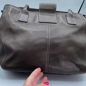 Lands’ End brown pebbled leather satchel. thumbnail 5