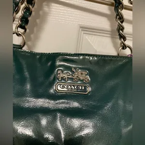 *Coach 18770 Chelsea Teal Hunter Green Patent Leather Tote Shoulder Bag thumbnail 2