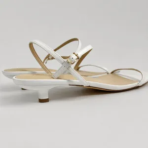 CUSHIONAIRE Soprano Kitten Heel Sandal Womens 11M White Strappy Square Toe Chic thumbnail 4