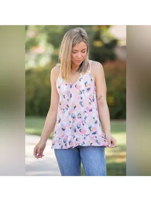 Spots of Neon Ruffled Tank thumbnail 6
