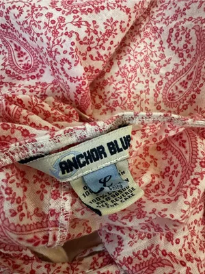 Vintage Anchor Blue Pink Paisley Babydoll Top Tie Back Cream Lace Trim Y2K thumbnail 3