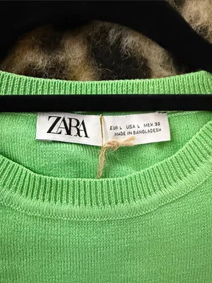 Zara Neon Lime Knit Crop Tank thumbnail 2