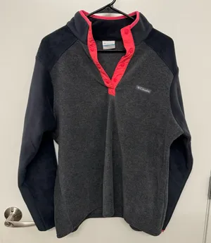 Columbia Grey and Pink Fleece Pullover thumbnail 1