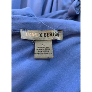 Love X Design Maxi Dress XL Blue Rayon Boho Flowy Tiered Tie Shoulder Resort thumbnail 11