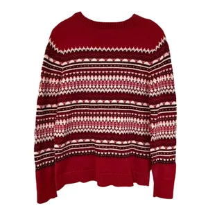 Croft & Barrow Fair Isle Crew‎ Neck Sweater Women's Medium Red Preppy Fisherman thumbnail 5