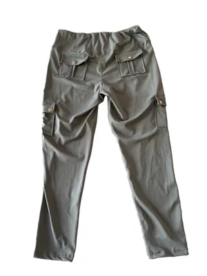 Women's Khaki Green Color Pull On Cargo Style Yoga Pant Size XXL #260855 thumbnail 3