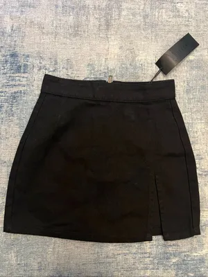 Lioness Princess Polly The Lola Black Side Slit Denim Mini Skirt Size 0 / XXS thumbnail 1
