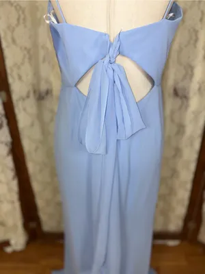 Beautiful New Dessy Collection Thread Sky Blue Chiffon Gown! thumbnail 6
