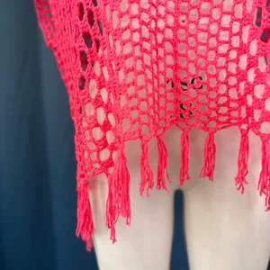 Vintage 70s/80s Coral Crochet Top thumbnail 3