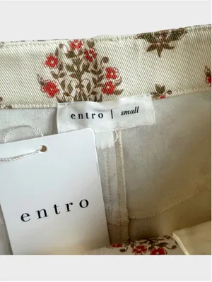 Entro Floral Print Wide Leg Twill Denim Pants Size S thumbnail 8