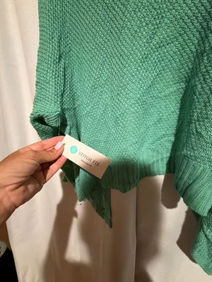 Pink Clover Green Open Front Batwing Sleeve Knit Cardigan Sweater Size M thumbnail 4