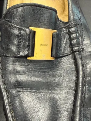 Bally Tempest Black Leather Loafers Well Loved Size 8.5 thumbnail 4