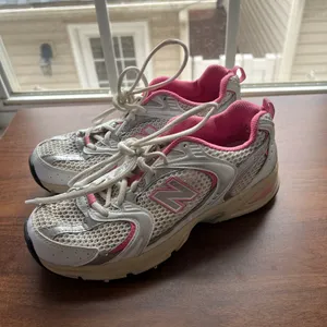 New Balance Mesh Sneakers in White and Pink thumbnail 2
