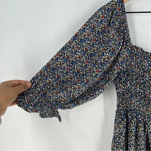 Elloh Multicolor Ditsy Floral Smocked 3/4 Puff Sleeve Tiered Midi Dress‎ Prairie thumbnail 4