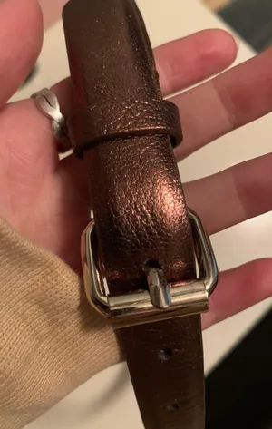 Ann Taylor XS Metallic Brown Genuine Leather Belt Silver Buckle thumbnail 2