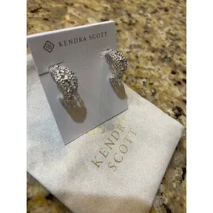 Kendra Scott Krista Lace Huggie Earrings Silver Filigree Openwork NWOT thumbnail 9