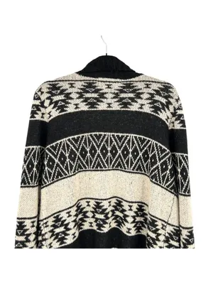 United States Sweaters Black Beige Open Cardigan Large Fringe Hem Aztec Boho thumbnail 5