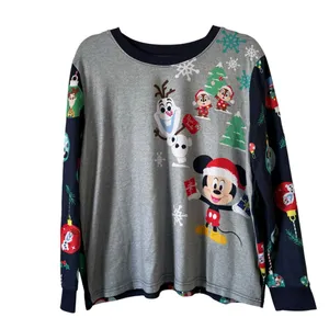 Disney Mickey Olaf Stitch Christmas Pajama Top XL Holiday Shirt thumbnail 2