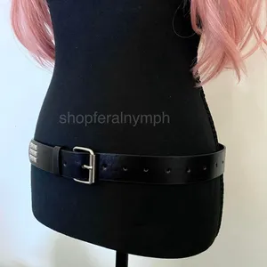 Black Y2K Triple Row Pyramid Studded Belt, Fits 26 to 35 Inches, X7GA1383 thumbnail 5