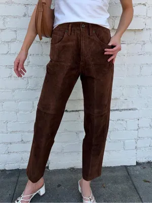 Vintage lizwear Brown suede leather high rise pants/ waist 24 #western #cowgirl #rodeo #autumn - fit like a 24 thumbnail 3