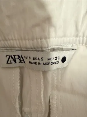 Zara White High-Waist Tie Belt Wide-Leg Cropped Pants sz S thumbnail 3