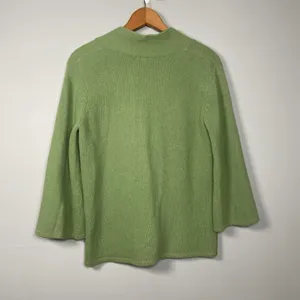 Tweeds Soft Green Angora Lambswool‎ Wool Cardigan 1 Button Sweater Kimono Size S thumbnail 4