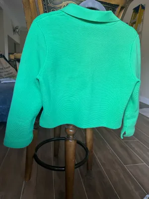 Alice + Olivia Ila Green Collared Knit Jacket Medium thumbnail 7