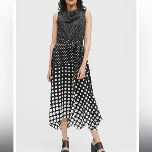 {Banana Republic} Brand New Cowl Neck Sleeveless Polka Dot Midi Dress thumbnail 3