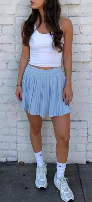 NWT Calia court collection light blue pleated mini skirt sz M #preppy #tennis thumbnail 1