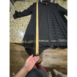 IC by Connie K Black Stretchy Wearable Art to Wear Dress Artsy Striped Size 2X thumbnail 10